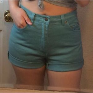 Teal High Waisted Shorts